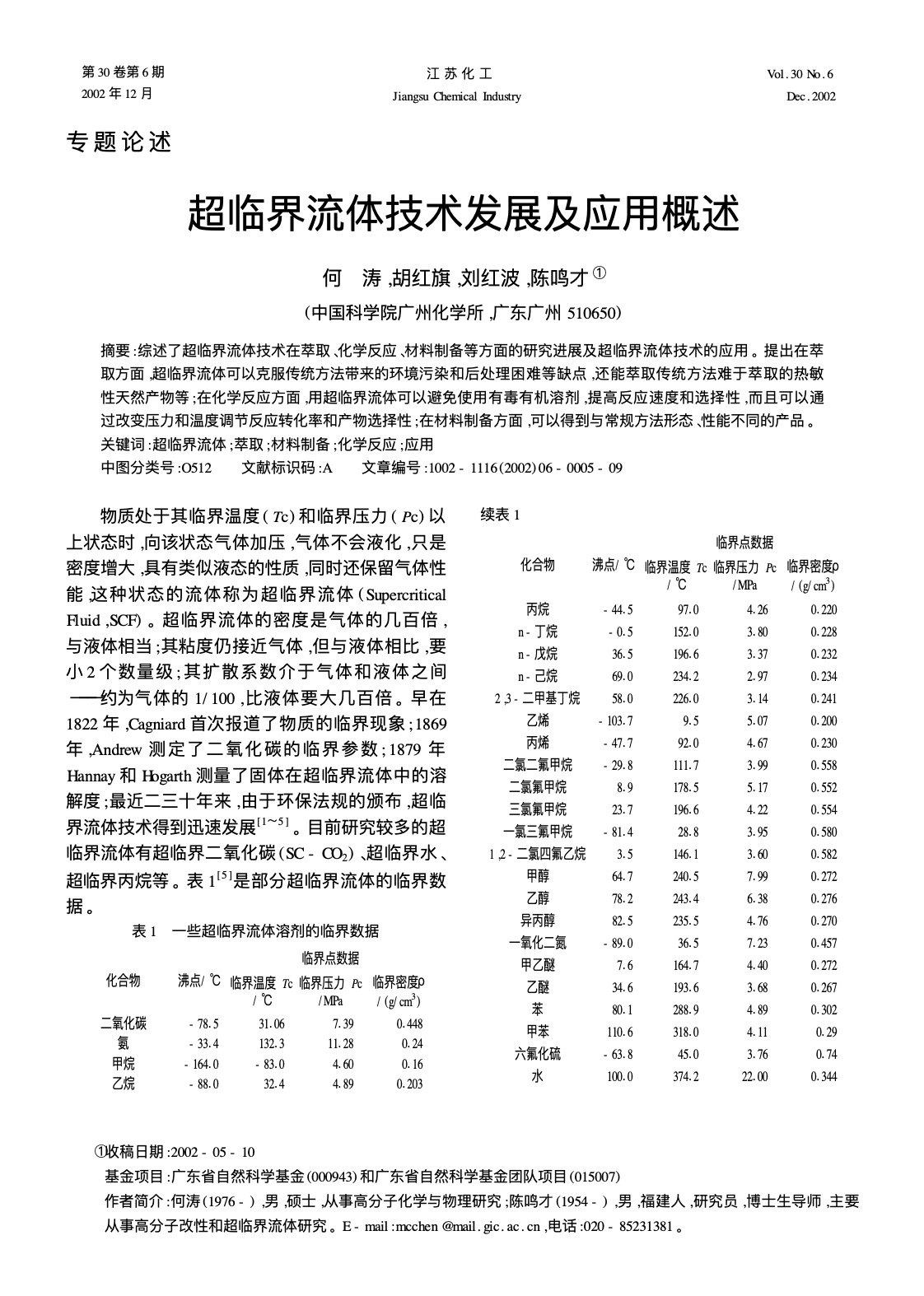 超临界流体技术发展及应用概述